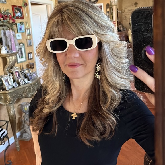 Kimorn Cream Colored Rectangular Fashion Sunglasses With Cloth Case - Picture 13 of 13